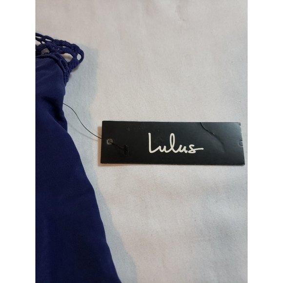 Lulus Womens Navy Blue Mini Dress Halter Cocktail crochet New size S - Picture 9 of 12